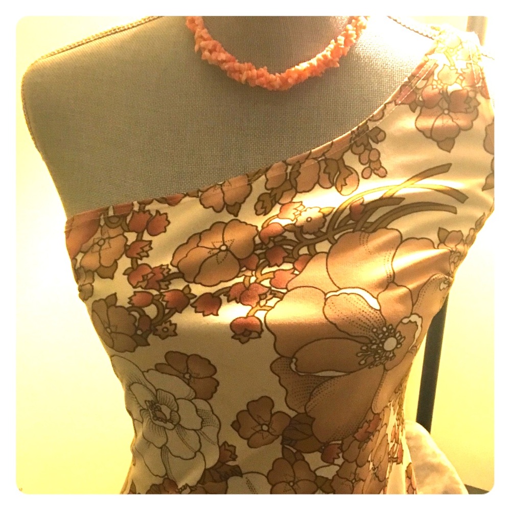 One shoulder double strap floral dress